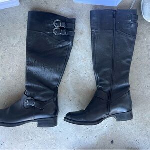 Aldo Black Leather Knee-High Boots